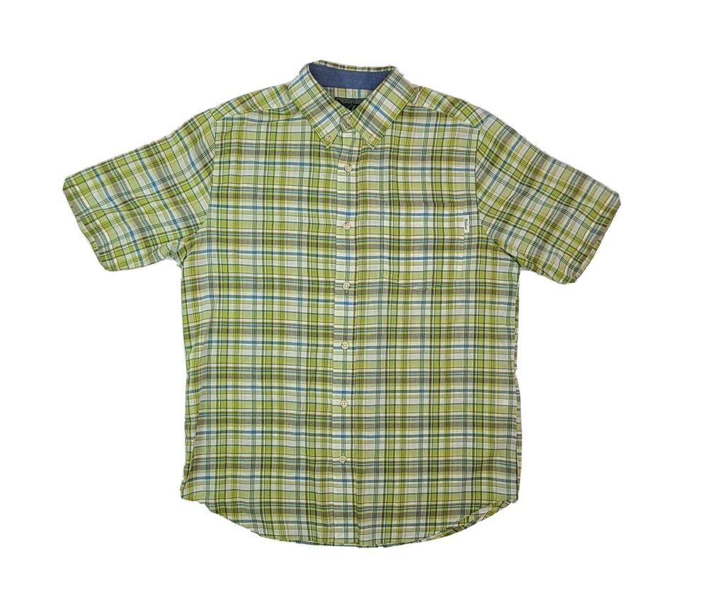 Woolrich Woolen Mills Men's Button Up Short Sleeve 100% Cotton Shirt Size Large